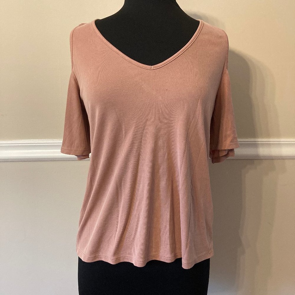 Forever 21 Dusty Pink Cold-Shoulder Top